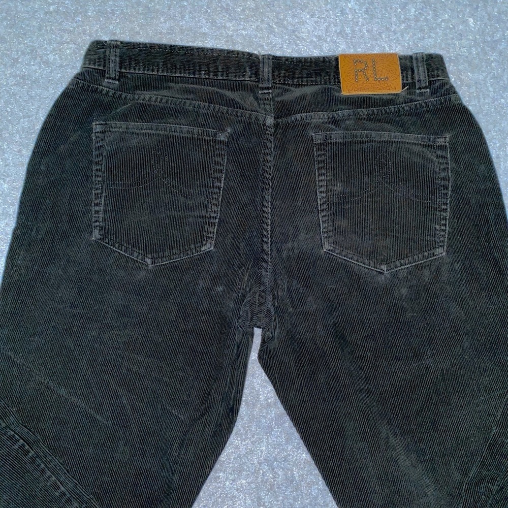 Ralph Lauren Sport Women's 8 Black Corduroy Jeans RL Stud Patch Y2K Straight Leg - Picture 13 of 16